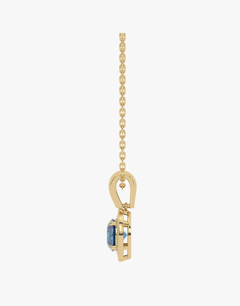 Złoty wisiorek z London Blue Topazem z eleganckim zawieszeniem od Venetia Jewels