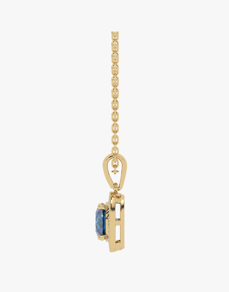 Złoty wisiorek z london blue topazem od Venetia Jewels w eleganckim wzornictwie