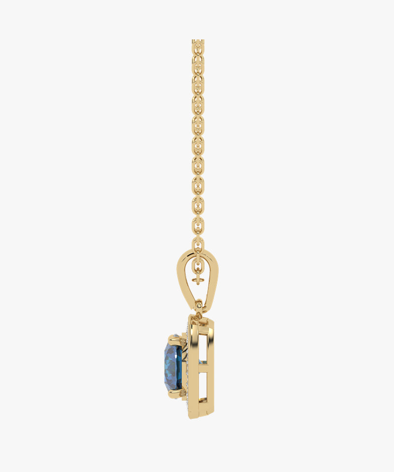 Złoty wisiorek z london blue topazem od Venetia Jewels w eleganckim wzornictwie