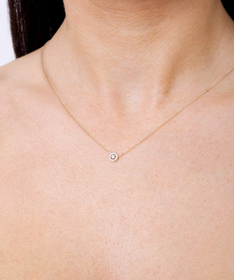 Naszyjnik z Brylantowym Wisiorkiem Halo - Venetia Jewels - 14K złoto z brylantami