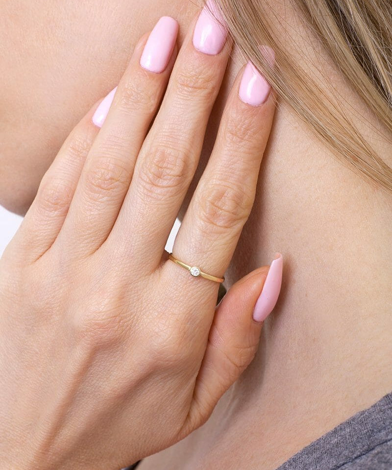 Klasyczny Pierścionek z Pojedynczym Brylantem - Venetia Jewels - 14K złoto z brylantami