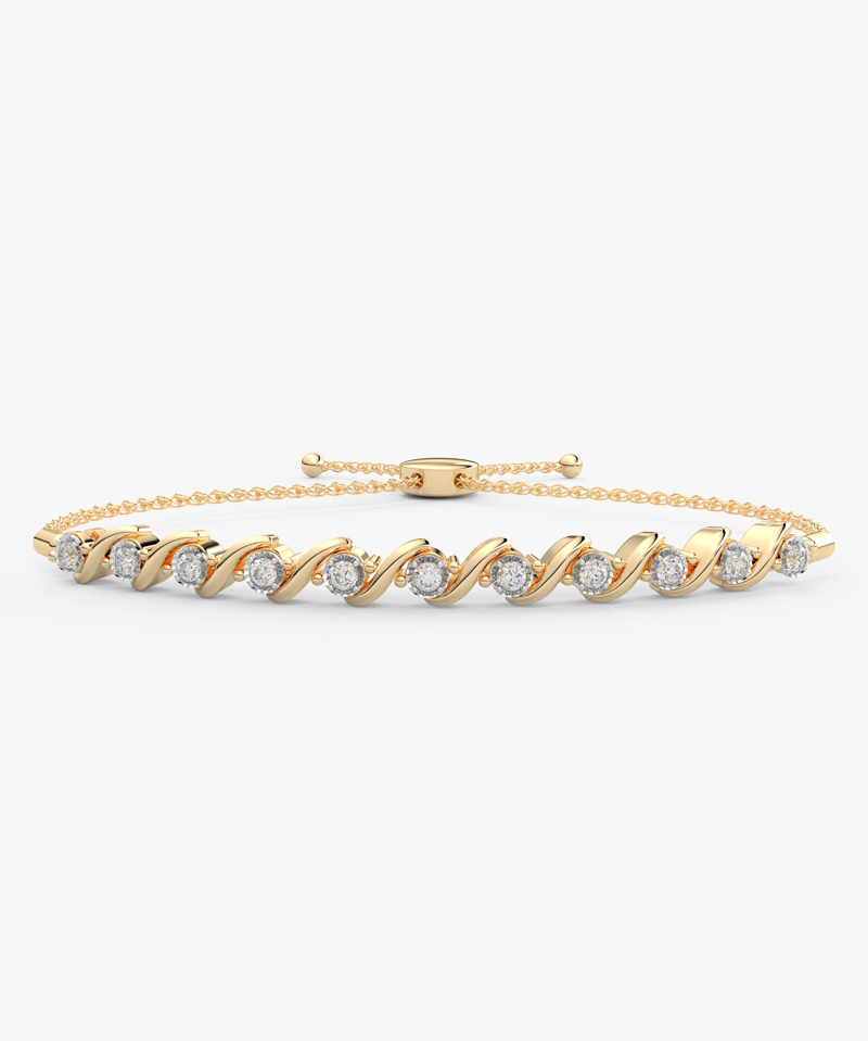 Falista Brylantowa Bransoletka żółty - Venetia Jewels - 14K złoto z brylantami