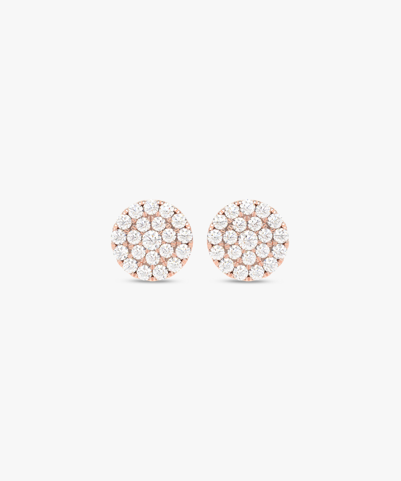 Kolczyki Sztyfty Okrągłe z Brylantami Różowy - Venetia Jewels - 14K złoto z brylantami