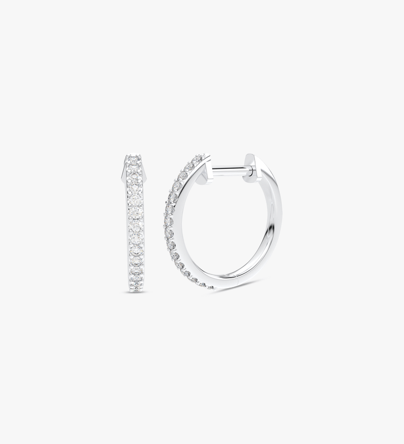 Okrągłe Kolczyki z Brylantami Biały - Venetia Jewels - 14K złoto z brylantami