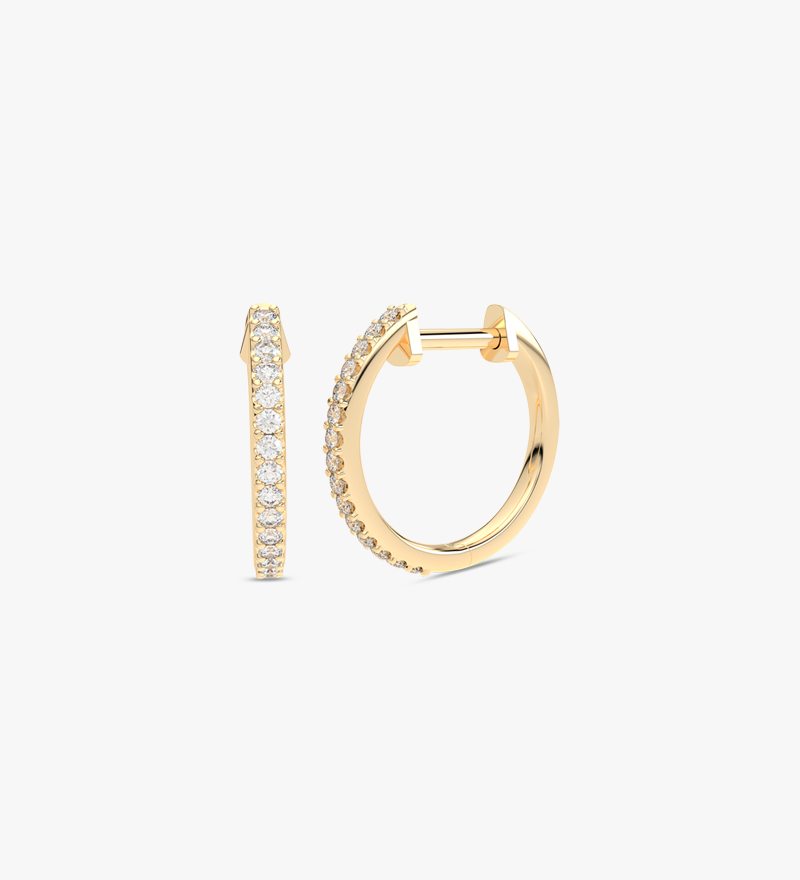 Okrągłe Kolczyki z Brylantami żółty - Venetia Jewels - 14K złoto z brylantami