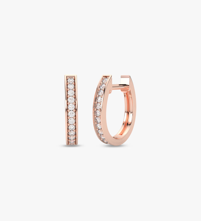 Owalne Kolczyki z Brylantami Różowy - Venetia Jewels - 14K złoto z brylantami