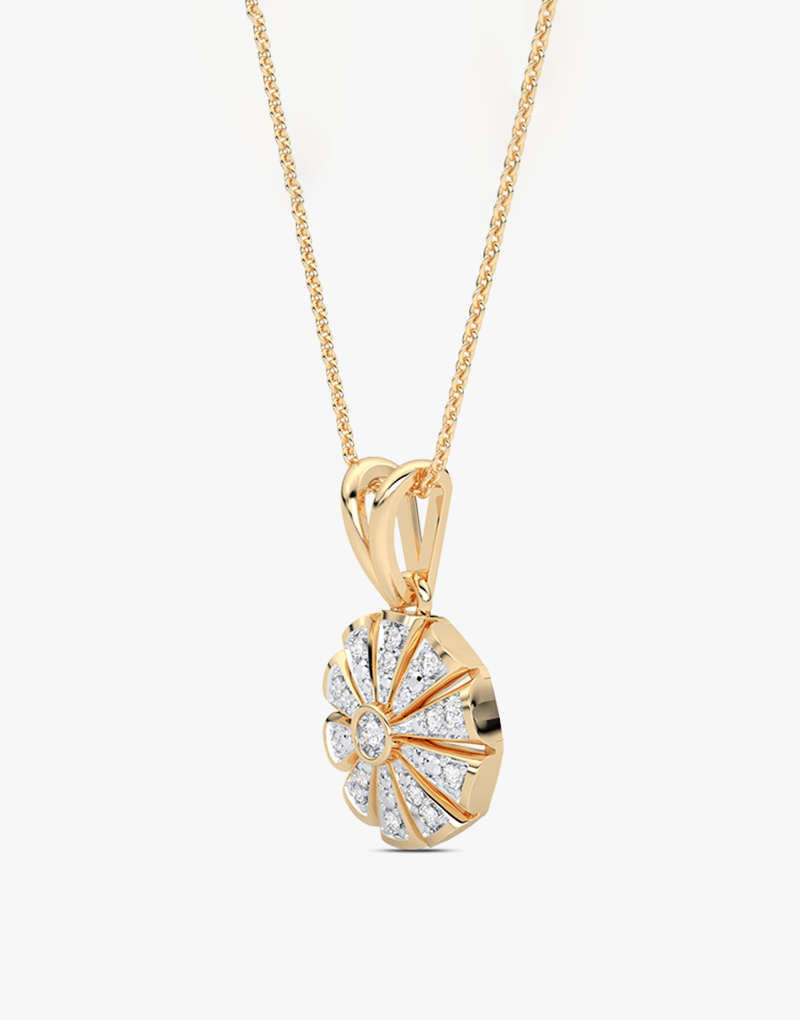 Geometryczny Okrągły Wisiorek - Venetia Jewels - 14K złoto z brylantami