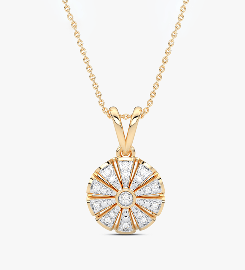 Geometryczny Okrągły Wisiorek - Venetia Jewels - 14K złoto z brylantami