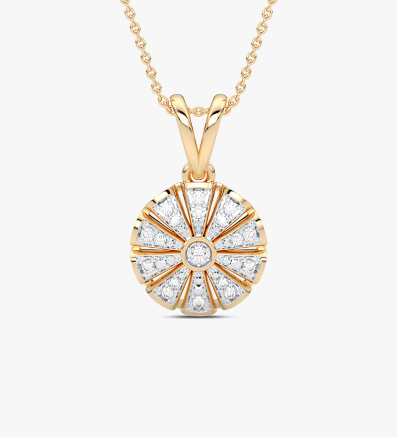 Geometryczny Okrągły Wisiorek żółty - Venetia Jewels - 14K złoto z brylantami