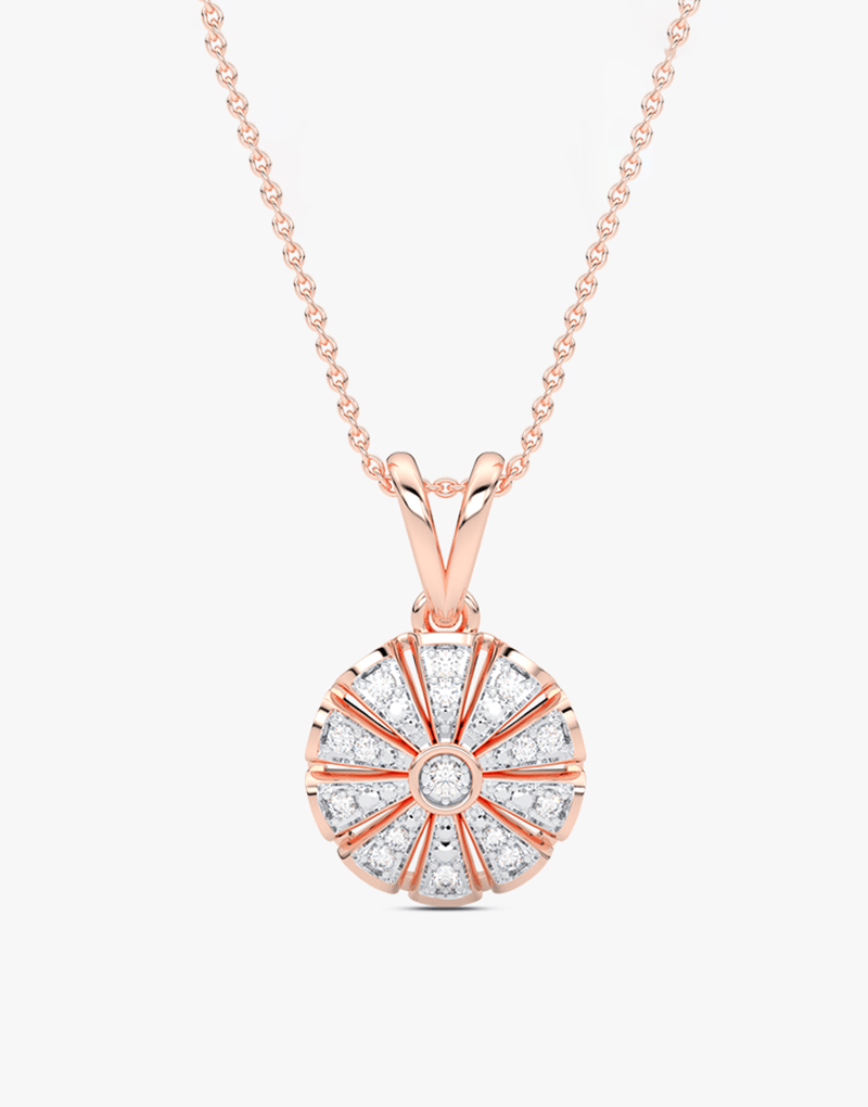 Geometryczny Okrągły Wisiorek - Venetia Jewels - 14K złoto z brylantami