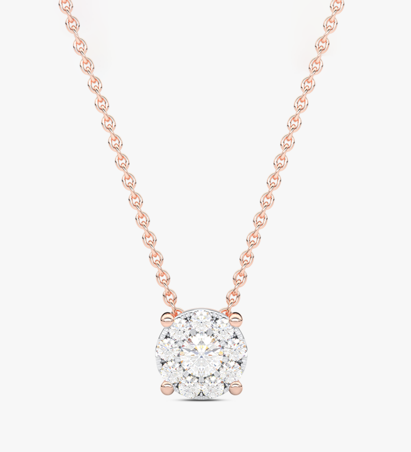 Klasyczny Wisiorek z Brylantami Różowy - Venetia Jewels - 14K złoto z brylantami