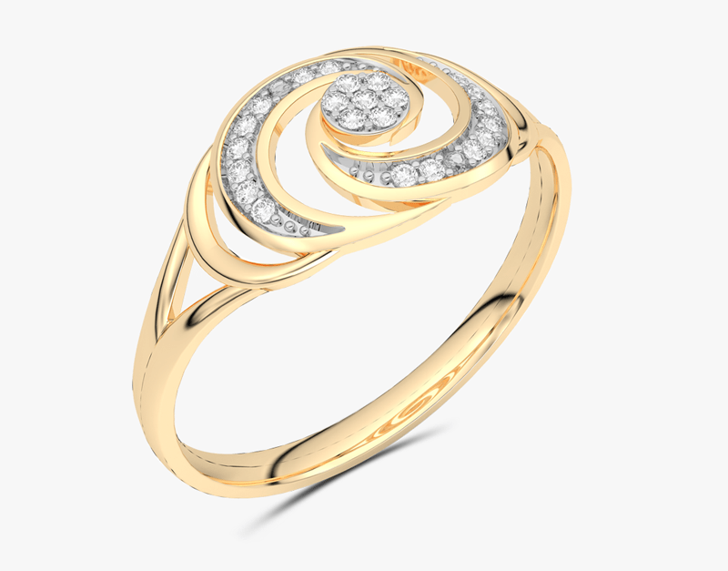 Wirujący Pierścionek z Brylantami żółty - Venetia Jewels - 14K złoto z brylantami