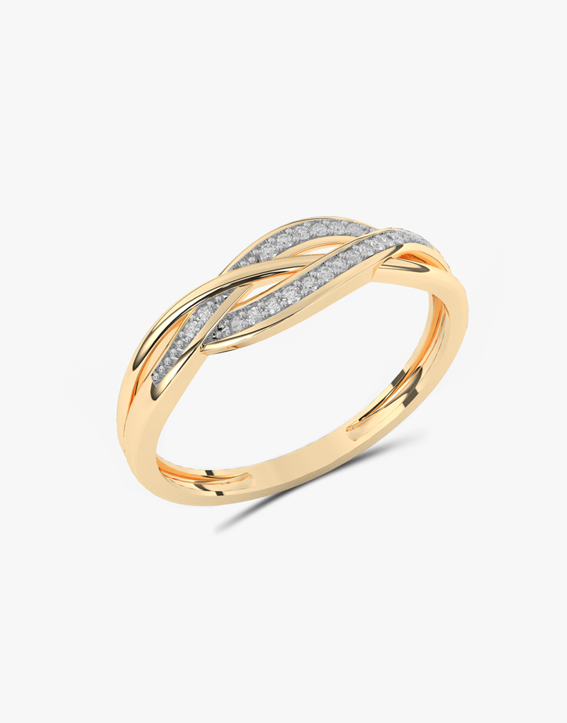 Spleciony Pierścionek z Brylantami żółty - Venetia Jewels - 14K złoto z brylantami