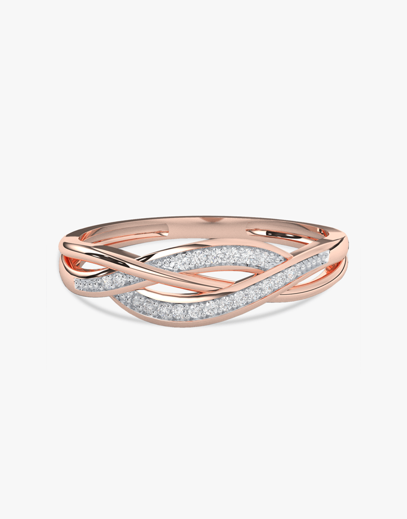 Spleciony Pierścionek z Brylantami Różowy - Venetia Jewels - 14K złoto z brylantami