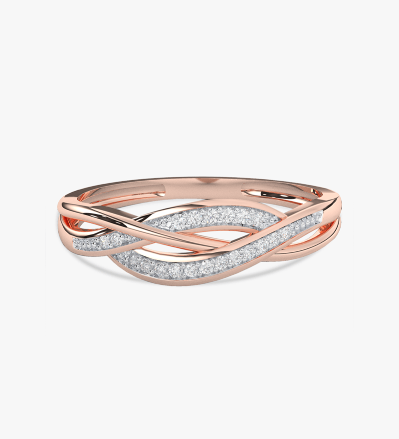 Spleciony Pierścionek z Brylantami Różowy - Venetia Jewels - 14K złoto z brylantami