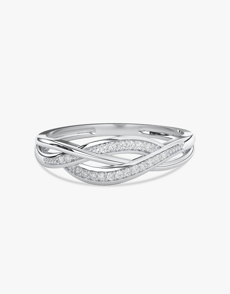 Spleciony Pierścionek z Brylantami Biały - Venetia Jewels - 14K złoto z brylantami