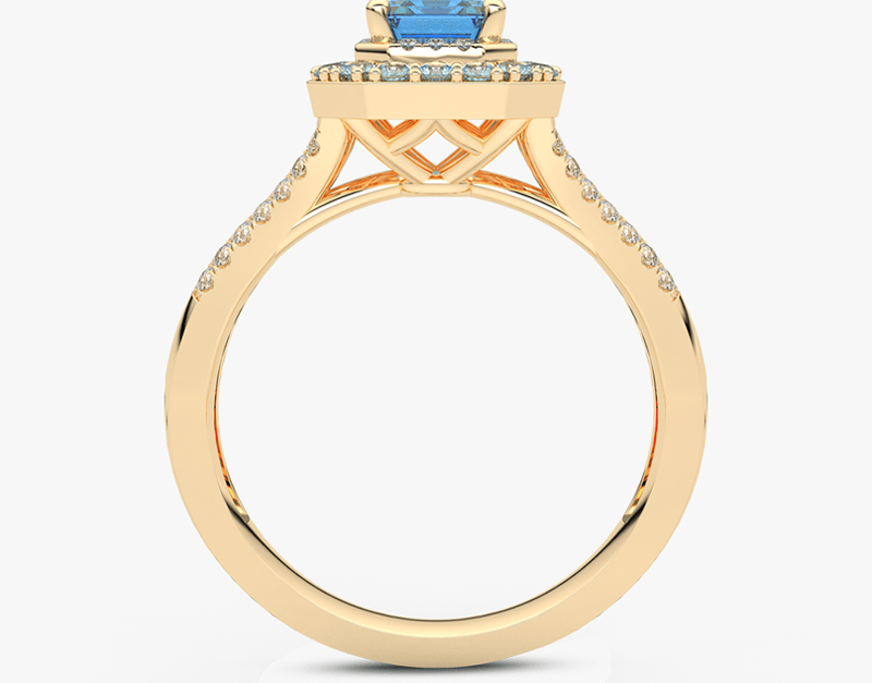 Królewski Pierścionek z Niebieskimi Topazami i Brylantami - Venetia Jewels - 14K złoto z brylantami