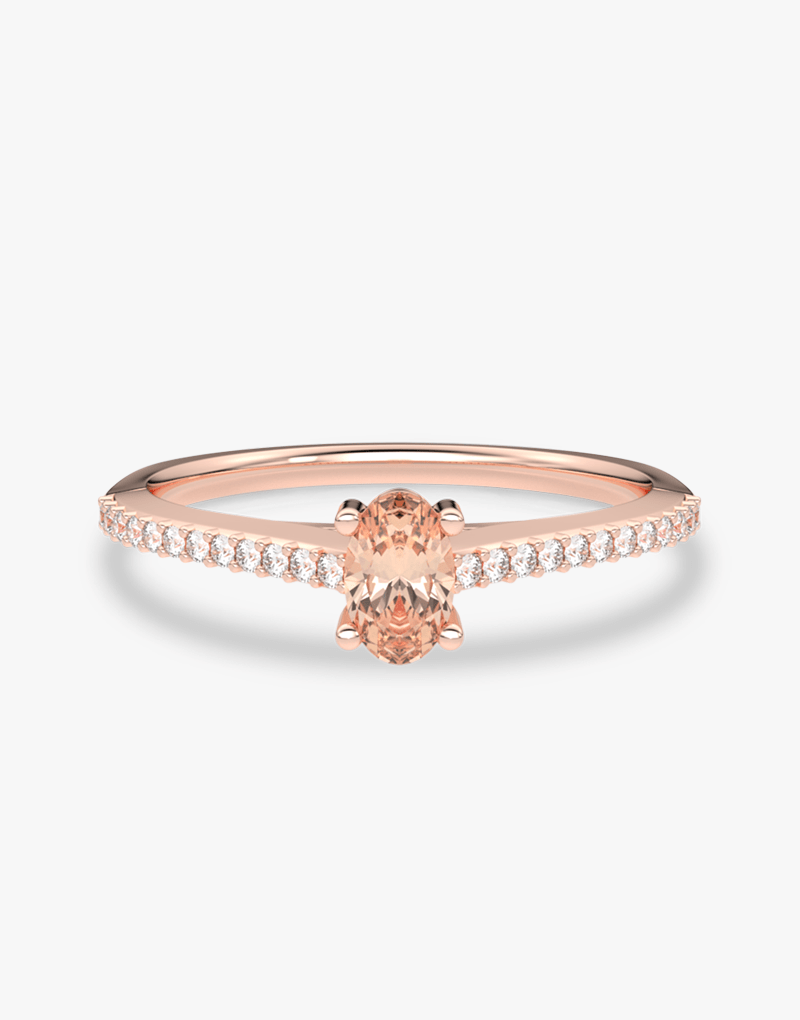 Pierścionek z Owalnym Morganitem oraz Brylantami Różowy - Venetia Jewels - 14K złoto z brylantami