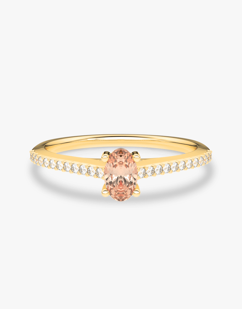 Pierścionek z Owalnym Morganitem oraz Brylantami - Venetia Jewels - 14K złoto z brylantami