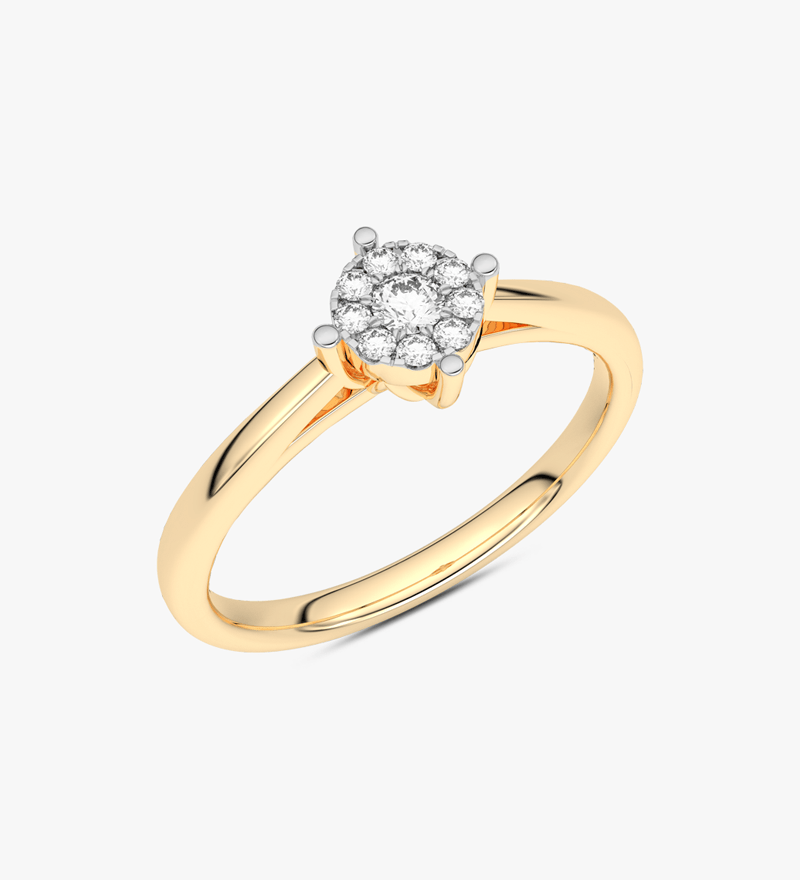 Klasyczny Pierścionek z Brylantami żółty - Venetia Jewels - 14K złoto z brylantami