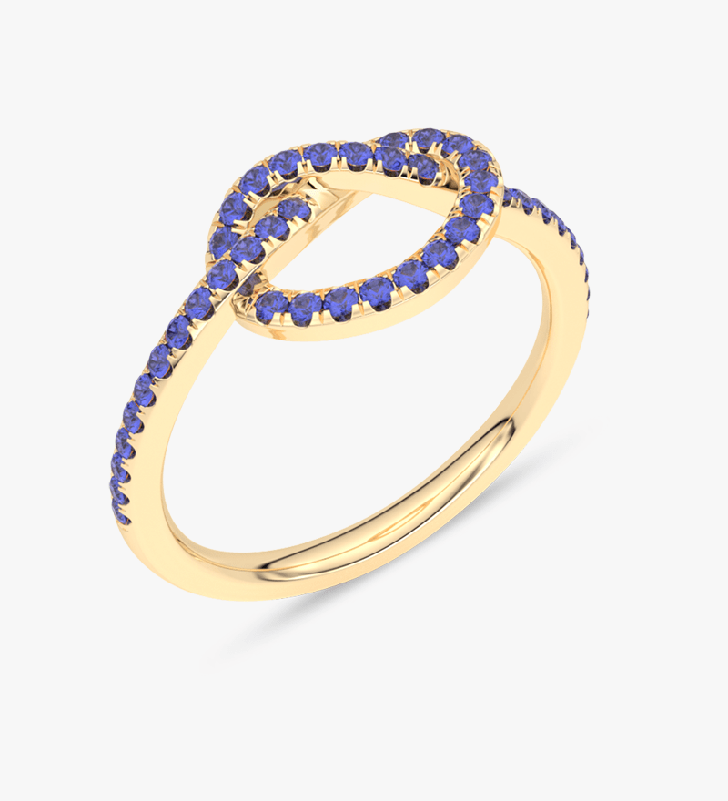 Spleciony Szafirowy Pierścionek żółty - Venetia Jewels - 14K złoto z brylantami