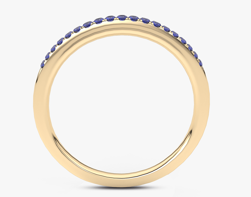 Pierścionek Obrączka z Niebieskimi Szafirami - Venetia Jewels - 14K złoto z brylantami