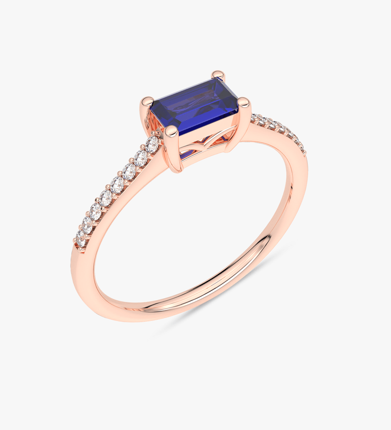 Pierścionek Vintage z Szafirem i Brylantami Różowy - Venetia Jewels - 14K złoto z brylantami