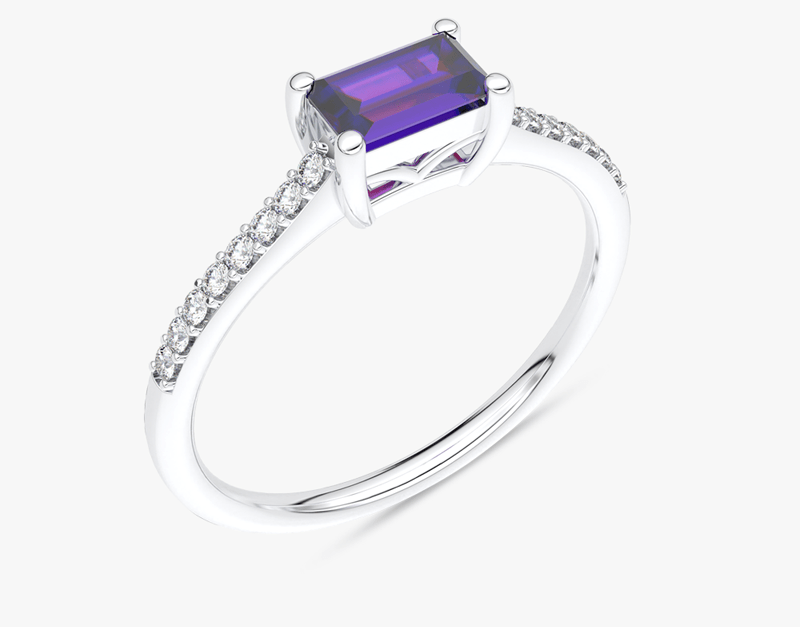 Pierścionek Vintage z Tanzanitem i Brylantami Biały - Venetia Jewels - 14K złoto z brylantami