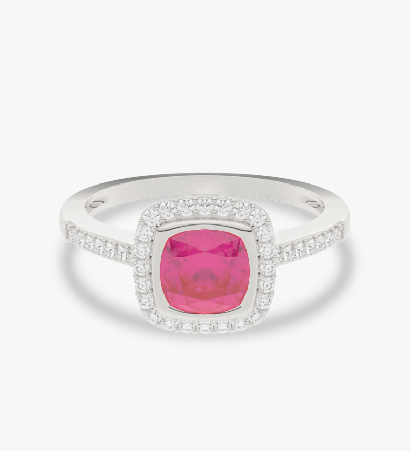 Pierścionek z Różowym Turmalinem i Brylantami Biały - Venetia Jewels - 14K złoto z brylantami