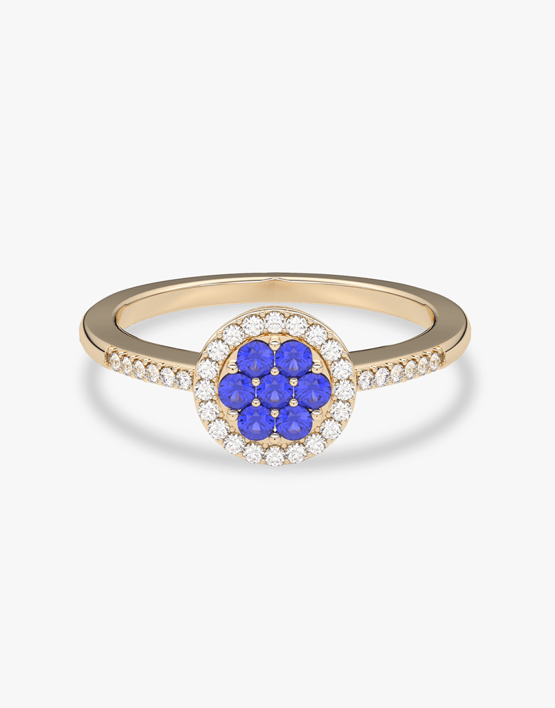 Pierścionek z Szafirowym Kwiatem - Venetia Jewels - 14K złoto z brylantami