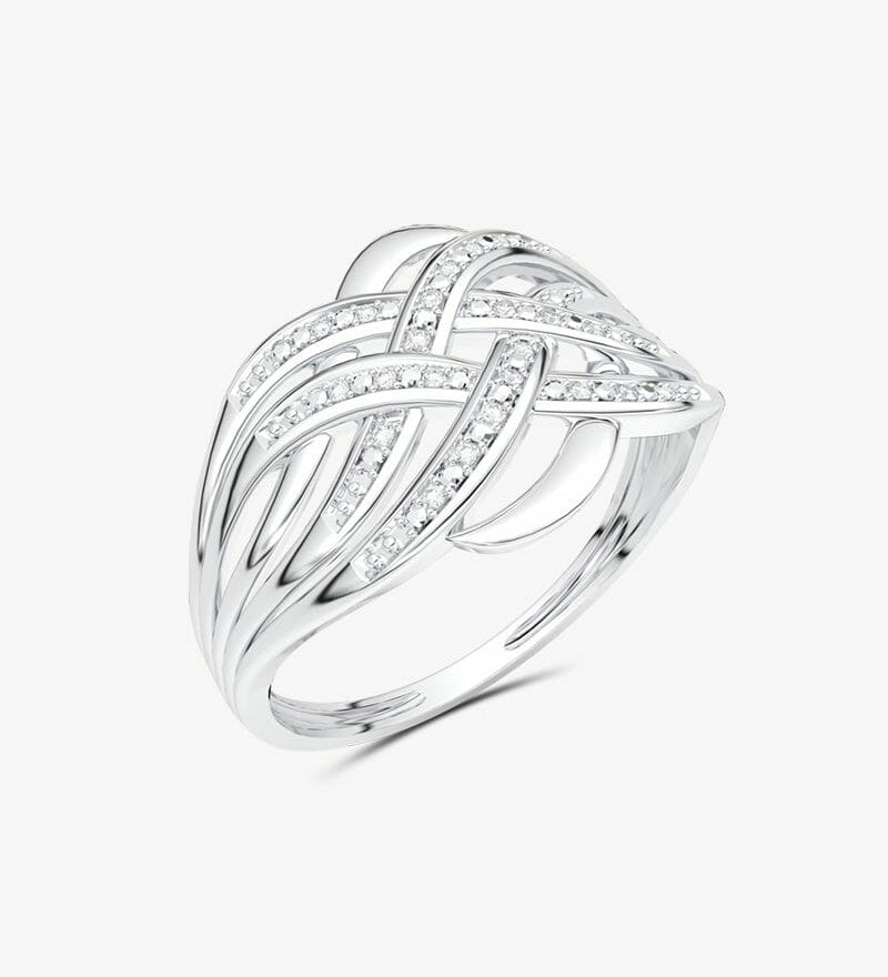 Klasyczny Koktajlowy Pierścionek Biały - Venetia Jewels - 14K złoto z brylantami