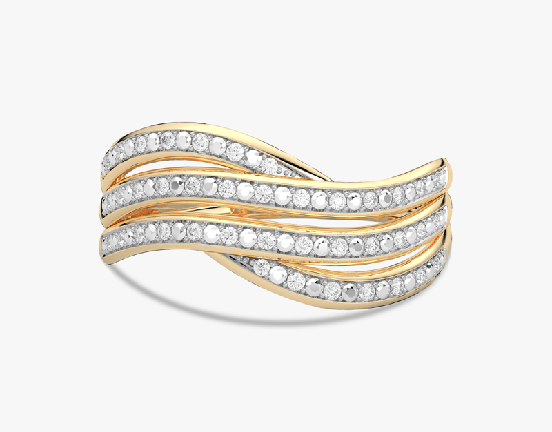 Skręcony Koktajlowy Pierścionek z Brylantami - Venetia Jewels - 14K złoto z brylantami