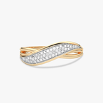 Elegancki pierścionek z brylantami 14k z falistym wzorem i błyszczącym wykończeniem
