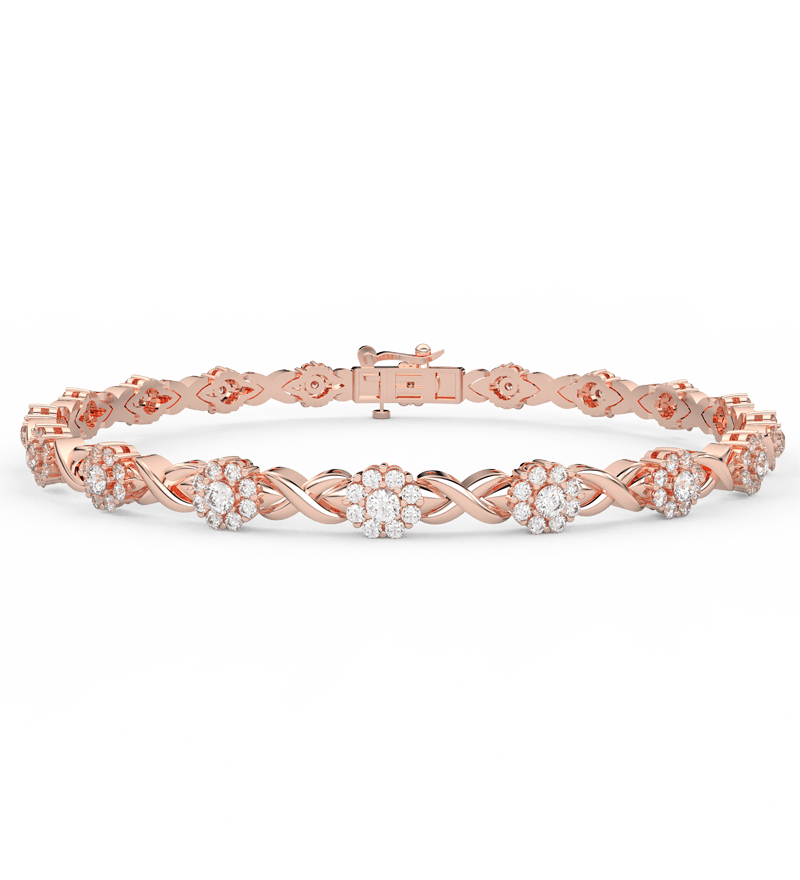 Bransoletka infinity z brylantami w różowym złocie, elegancka i klasyczna biżuteria od Venetia Jewels