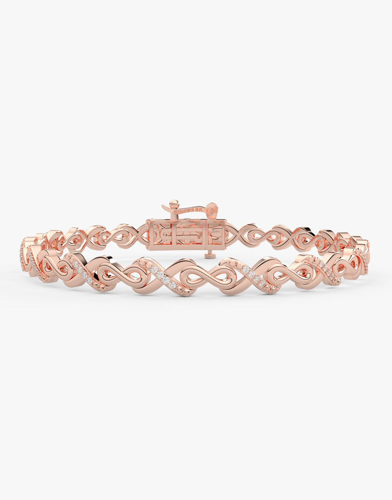 Bransoletka infinity złoto 14k z delikatnymi diamentami i eleganckim wzorem falistym
