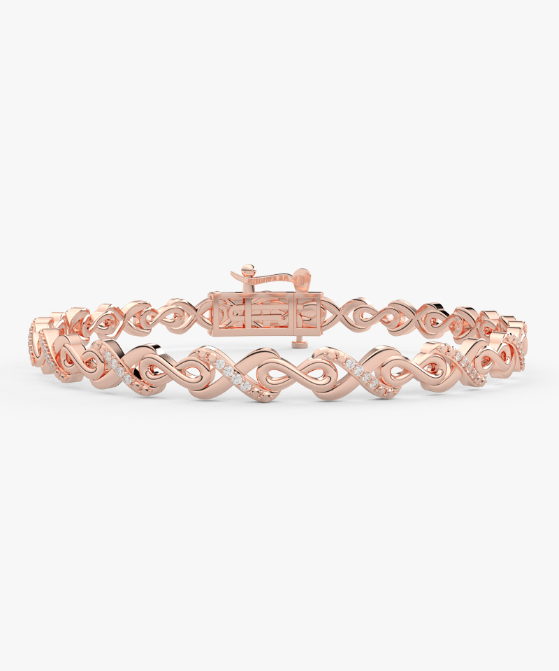 Bransoletka infinity złoto 14k z delikatnymi diamentami i eleganckim wzorem falistym