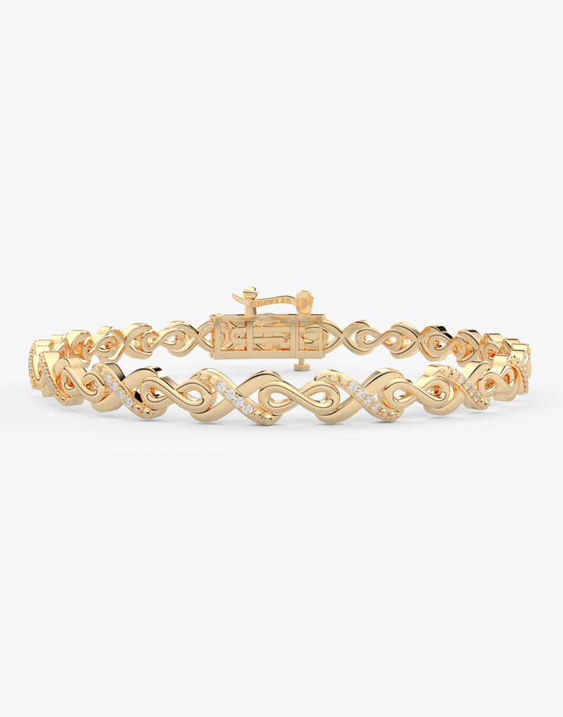 Bransoletka infinity złoto 14k z diamentami, elegancka biżuteria od Venetia Jewels