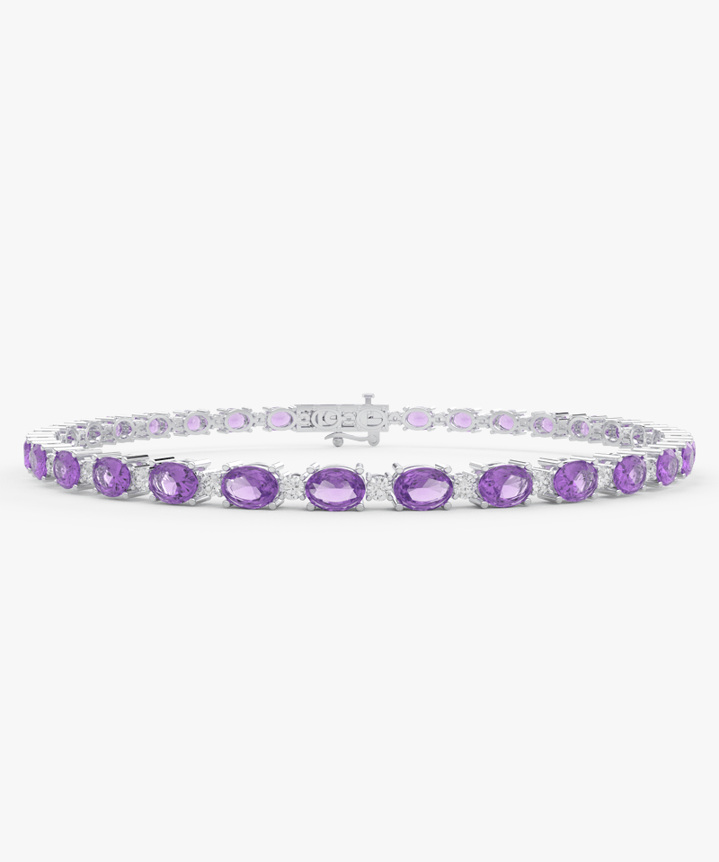 Elegancka bransoletka z ametystem od Venetia Jewels z ozdobnymi kryształami w srebrnym kolorze