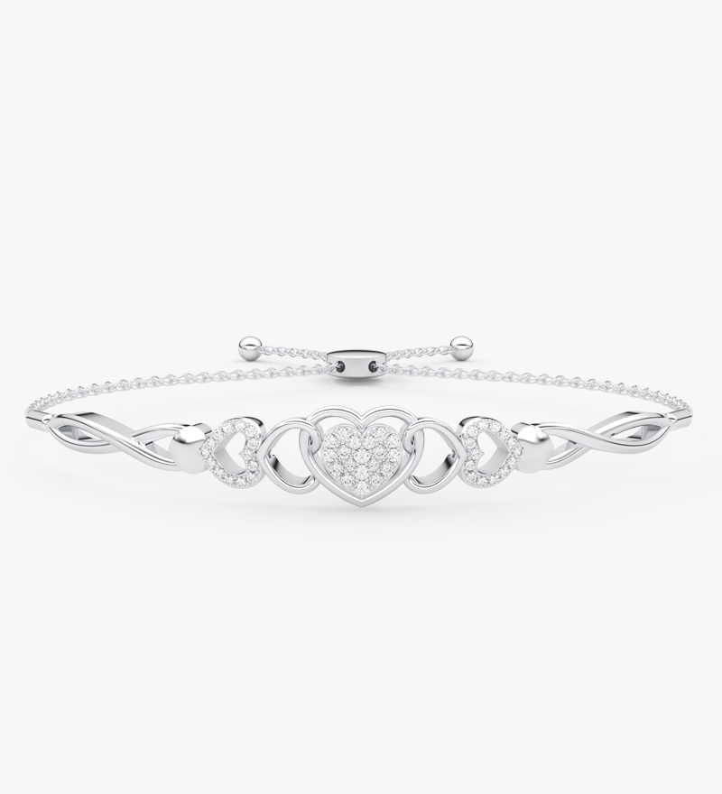 Bransoletka z brylantem serce od Venetia Jewels w stylowym, eleganckim wzorze ze srebrem