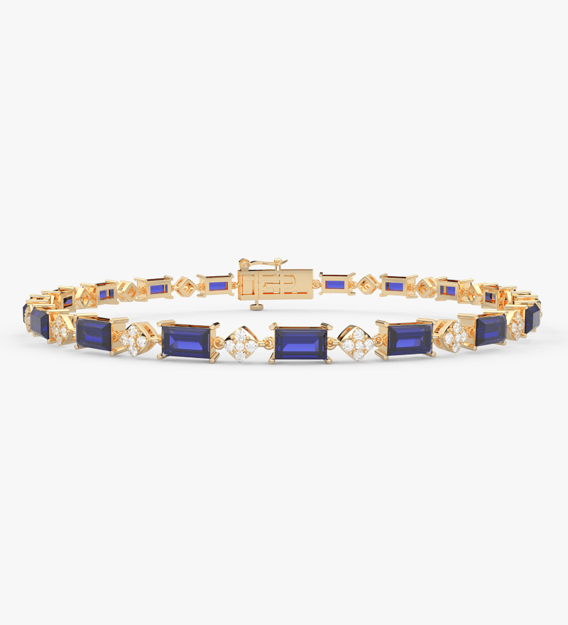 Elegancka bransoletka z szafirem i brylantami od Venetia Jewels w złotej oprawie