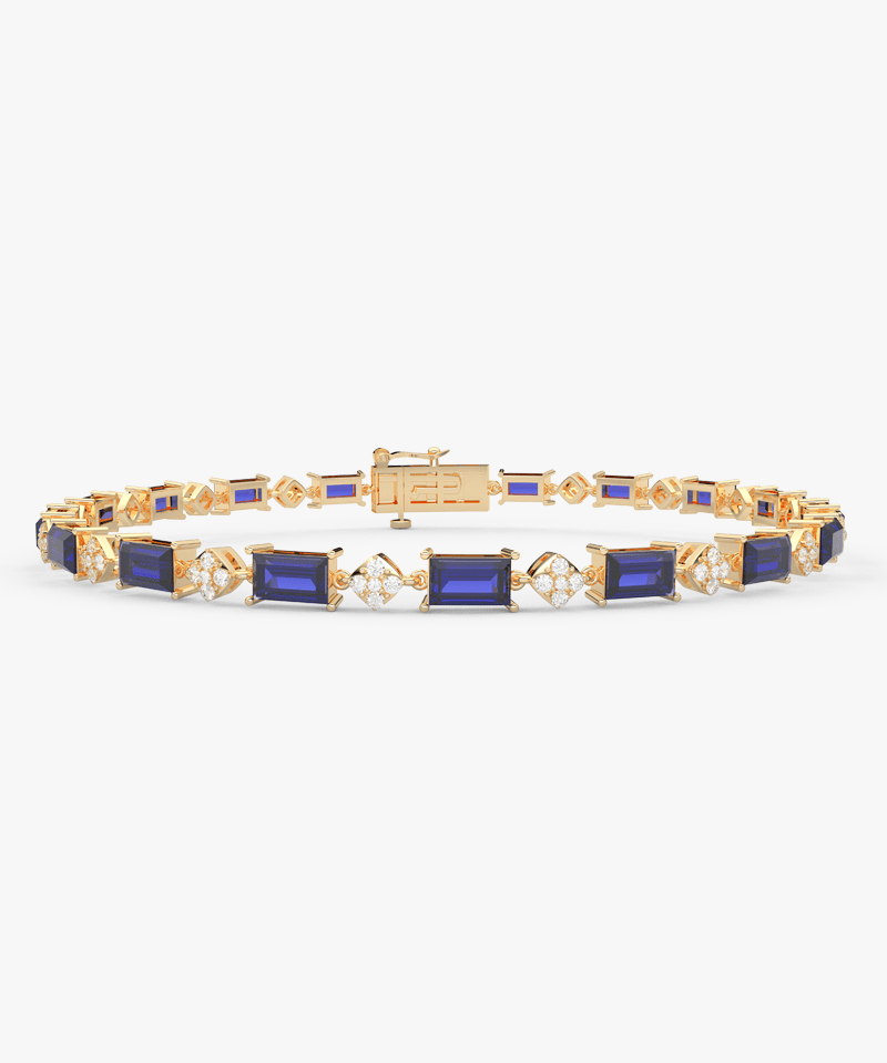 Elegancka bransoletka z szafirem i brylantami od Venetia Jewels w złotej oprawie