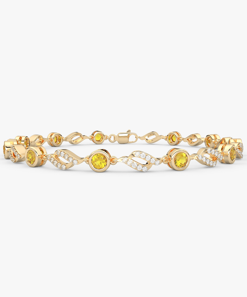 Bransoletka z żółtym szafirem i brylantami w eleganckim złotym designie od Venetia Jewels