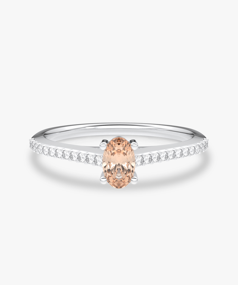 Elegancki pierścionek z morganitem i brylantami od Venetia Jewels w srebrnej oprawie