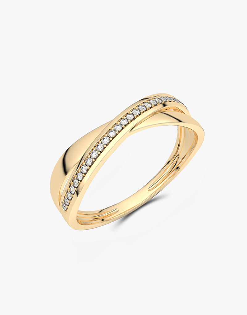 Skręcony pierścionek z brylantami w złotym kolorze od Venetia Jewels, idealny do codziennych stylizacji.