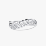 Elegancki pierścionek z brylantami 14k z delikatnym wachlarzowym wzorem w srebrnym kolorze