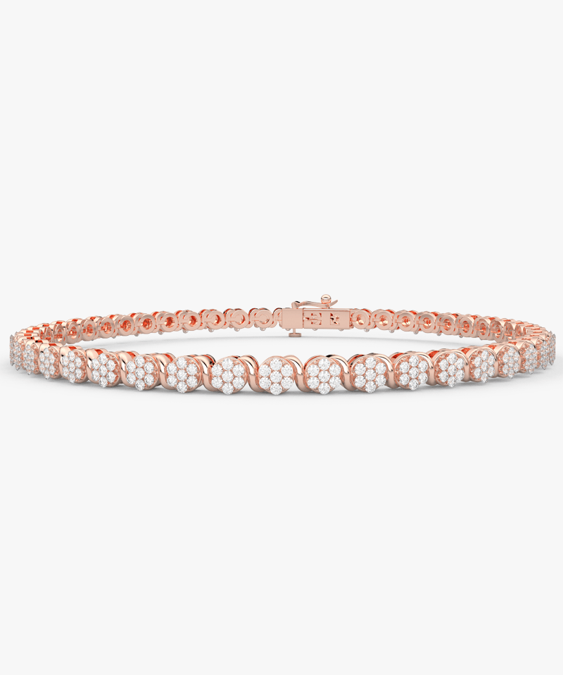 Subtelna Bransoleka z Brylantami Różowy - Venetia Jewels - 14K złoto z brylantami