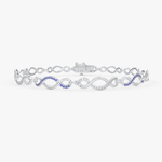 Elegancka szafirowa bransoletka infinity od Venetia Jewels z błyszczącymi detalami