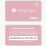 Różowa karta podarunkowa na biżuterię o wartości 500 zł od Venetia Jewels