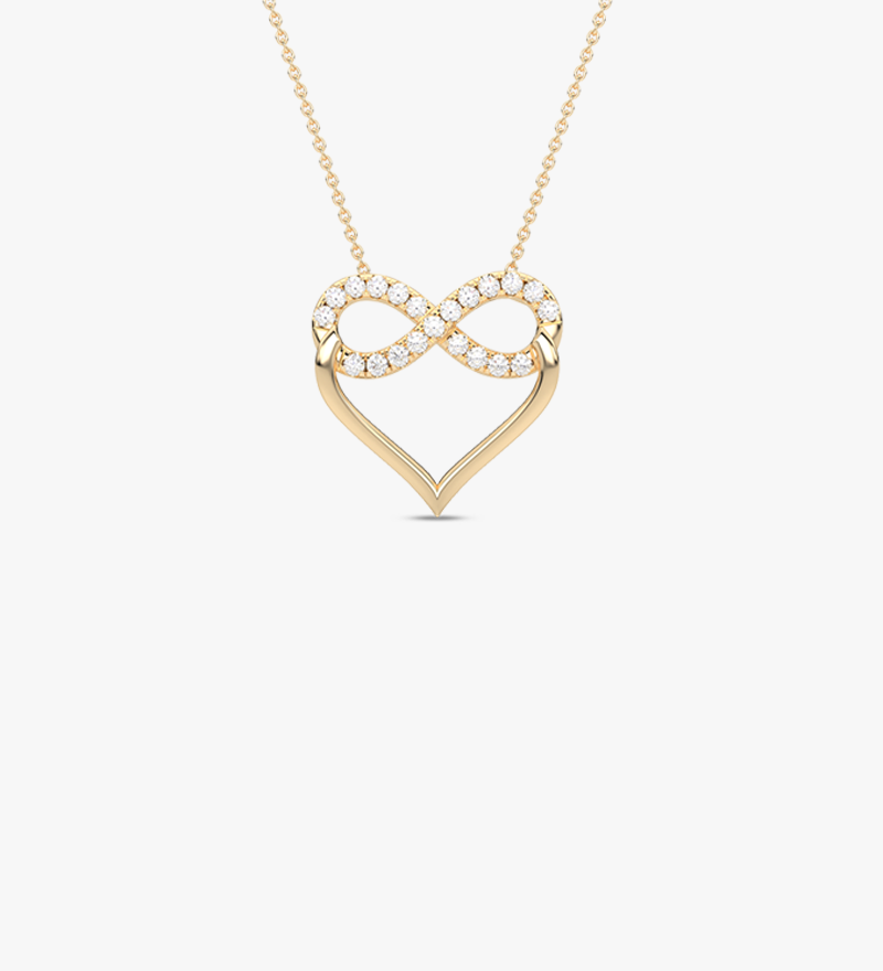 Wisiorek serce nieskończoność złoto z błyszczącymi kamieniami, idealny na prezent