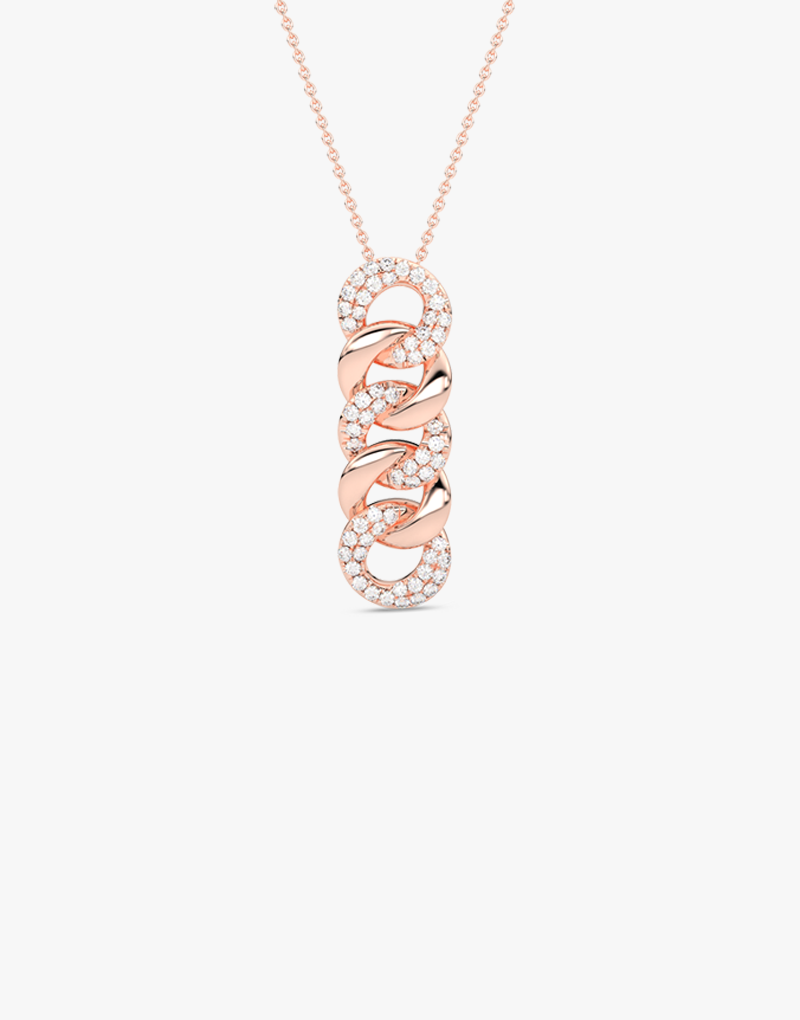Elegancki wisiorek z ogniwami łańcucha złoto 14k z diamentowymi detalami od Venetia Jewels